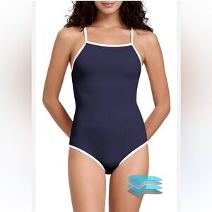 Beautikini Period Swimwear One Piece Leakproof Swimsuit Keyhole Racerback